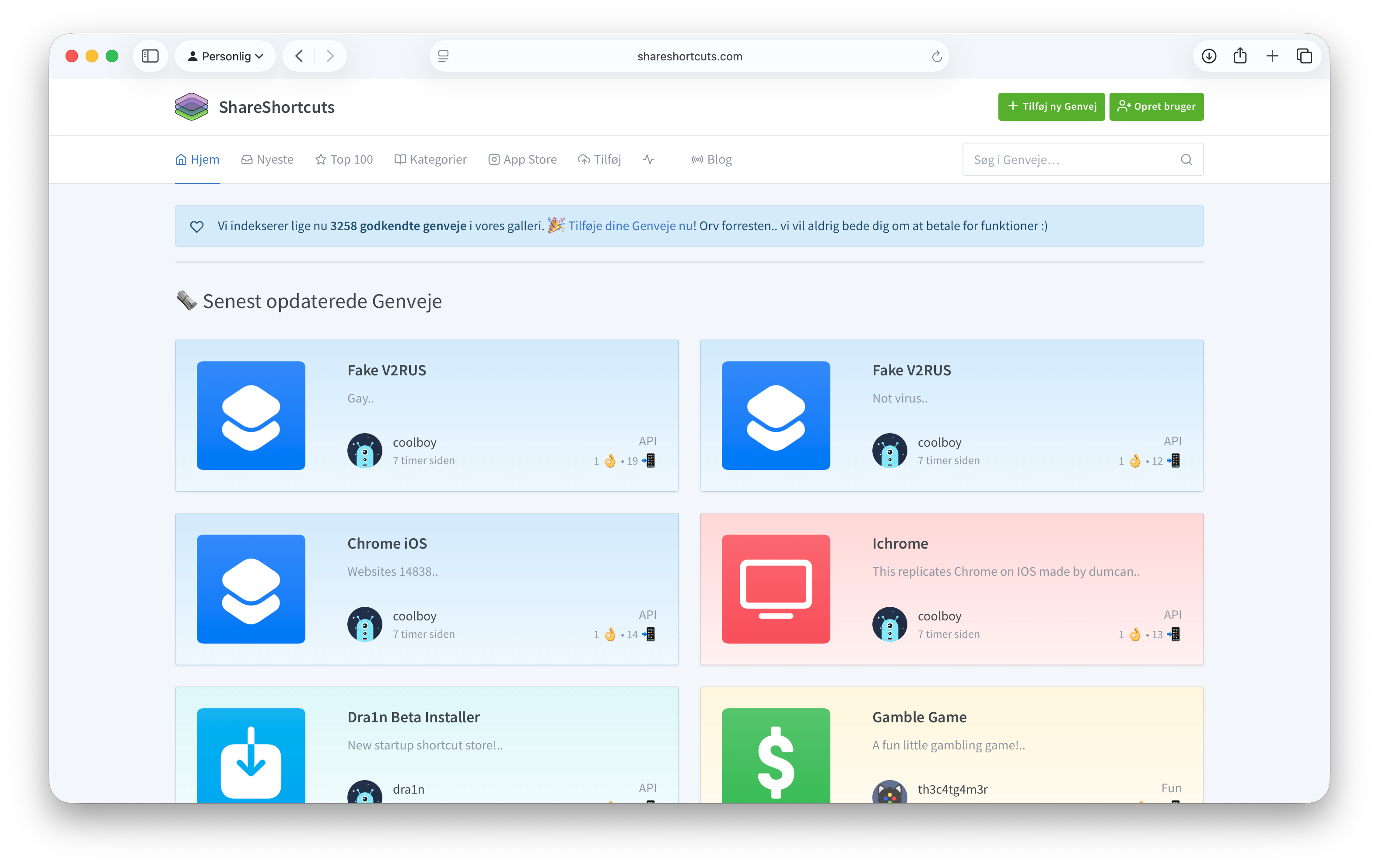 ShareShortcuts.com screenshot